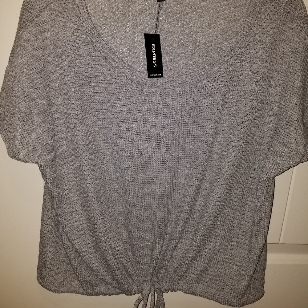 🆕 🆕 EXPRESS grey cinched waffle knit top size M